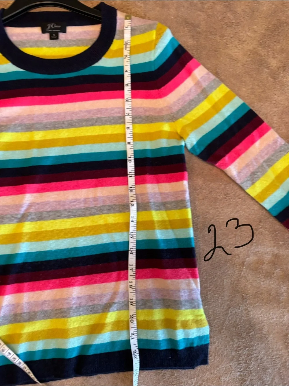 J. Crew 100% Cashmere Women's Multicolor Stripe Crewneck Sweater